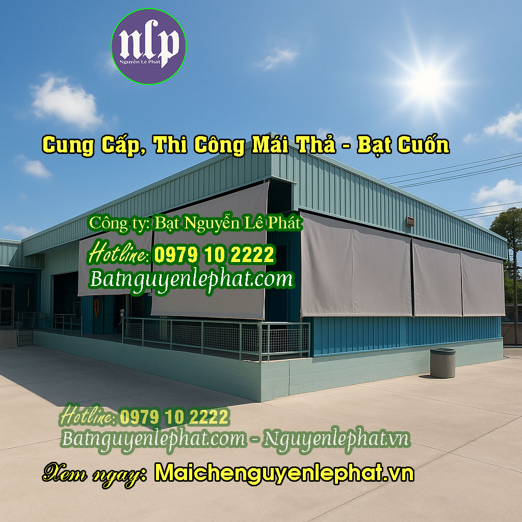Bạt Cuốn Mái Thả Tự Động (Bạt Thả Ban Công, Che Nắng Mặt Tiền)