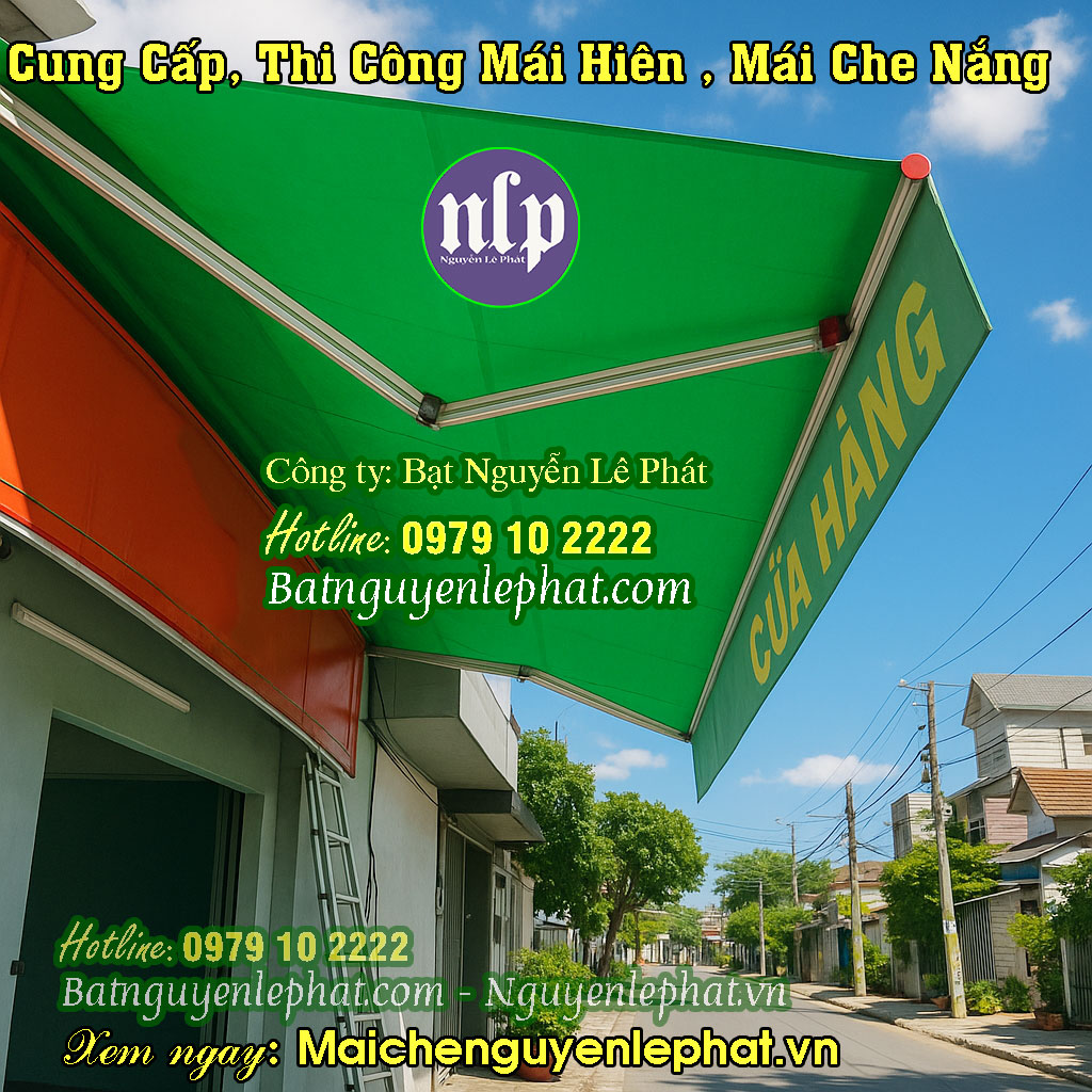 Mái Hiên Che Nắng Quay Tay Trước Hiên Nhà (Bạt Khung Tay Đỡ Loại Dày 900.000đ/m²)